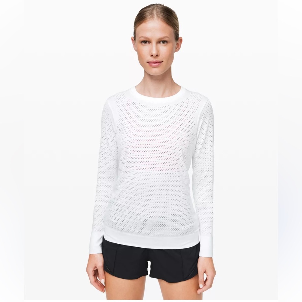 Lululemon  White Perforated Long-Sleeve Top